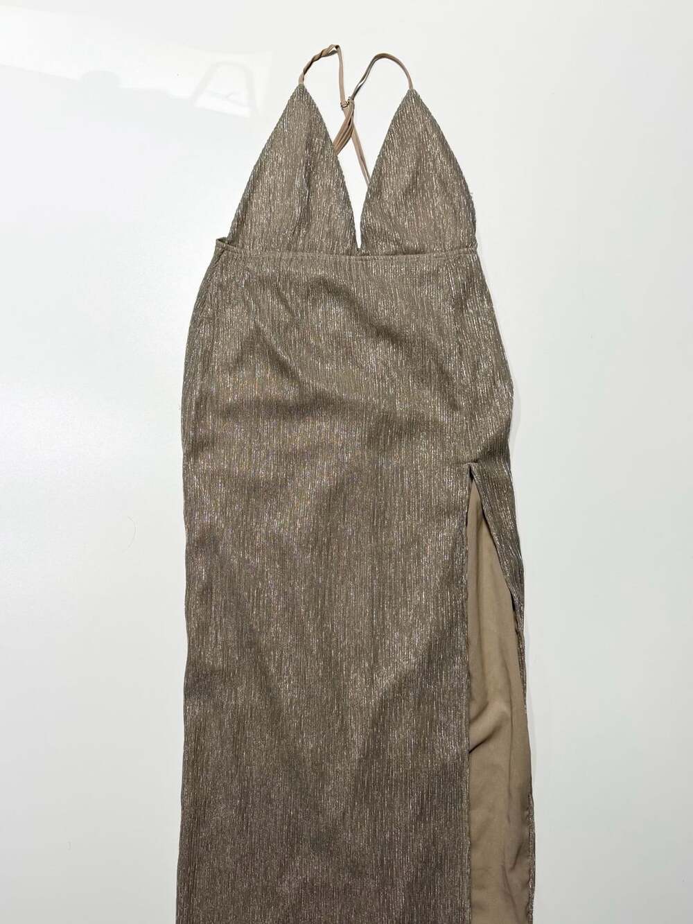 Superdown Maxi Champagne Dress size M Y2K Going Out Low Back Minimalist Quiet Lu